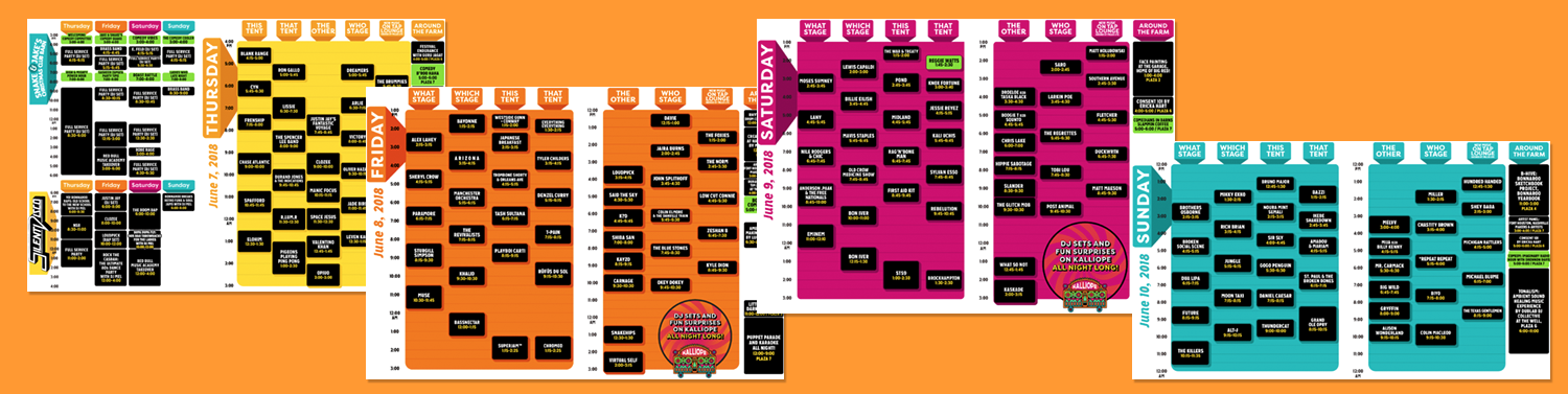 2018 Bonnaroo printable daily schedules | Ken Booth